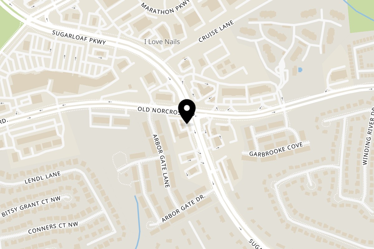 Map showing the location of Kay's Pizza, Wings & BBQ on 4786 Sugarloaf Pkwy in Lawrenceville